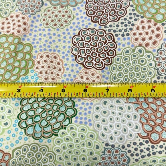 Dancing Flowers Green Cotton Fabric June Smith 172 x 42 Inches 4.7 Yds Floral - Picture 3 of 4